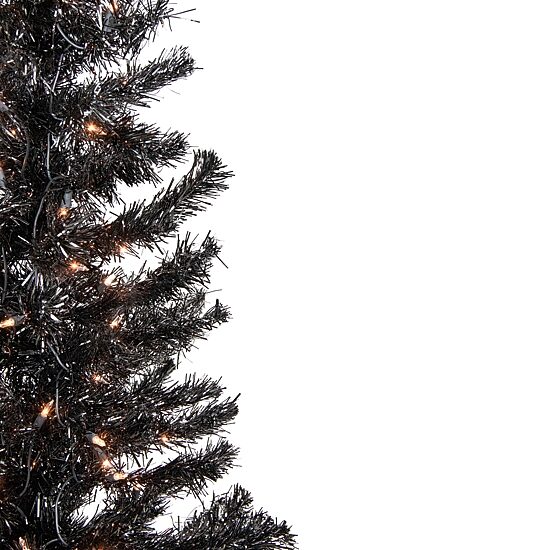 Northlight Black Artificial Tinsel  Clear Lights 4 Foot Pre-Lit Christmas Tree