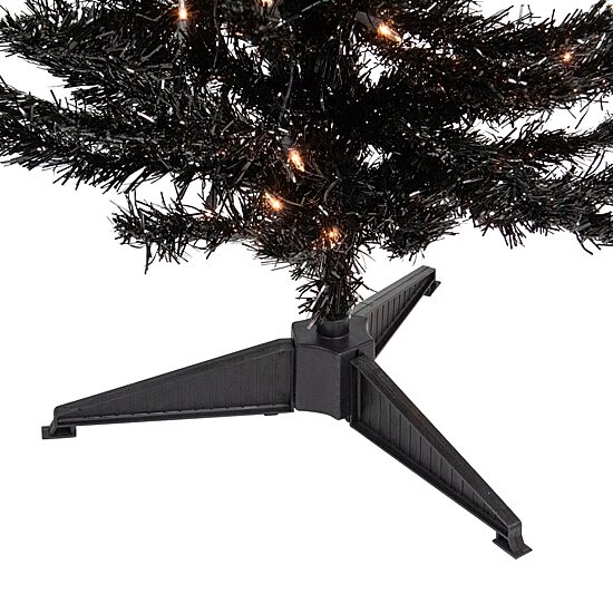Northlight Black Artificial Tinsel  Clear Lights 4 Foot Pre-Lit Christmas Tree