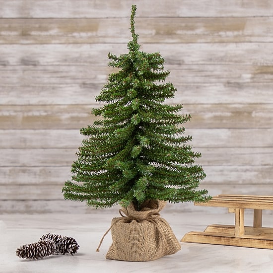Northlight Potted Downswept Mini Village Medium Artificial Unlit 1 1/2 Feet Pine Christmas Tree