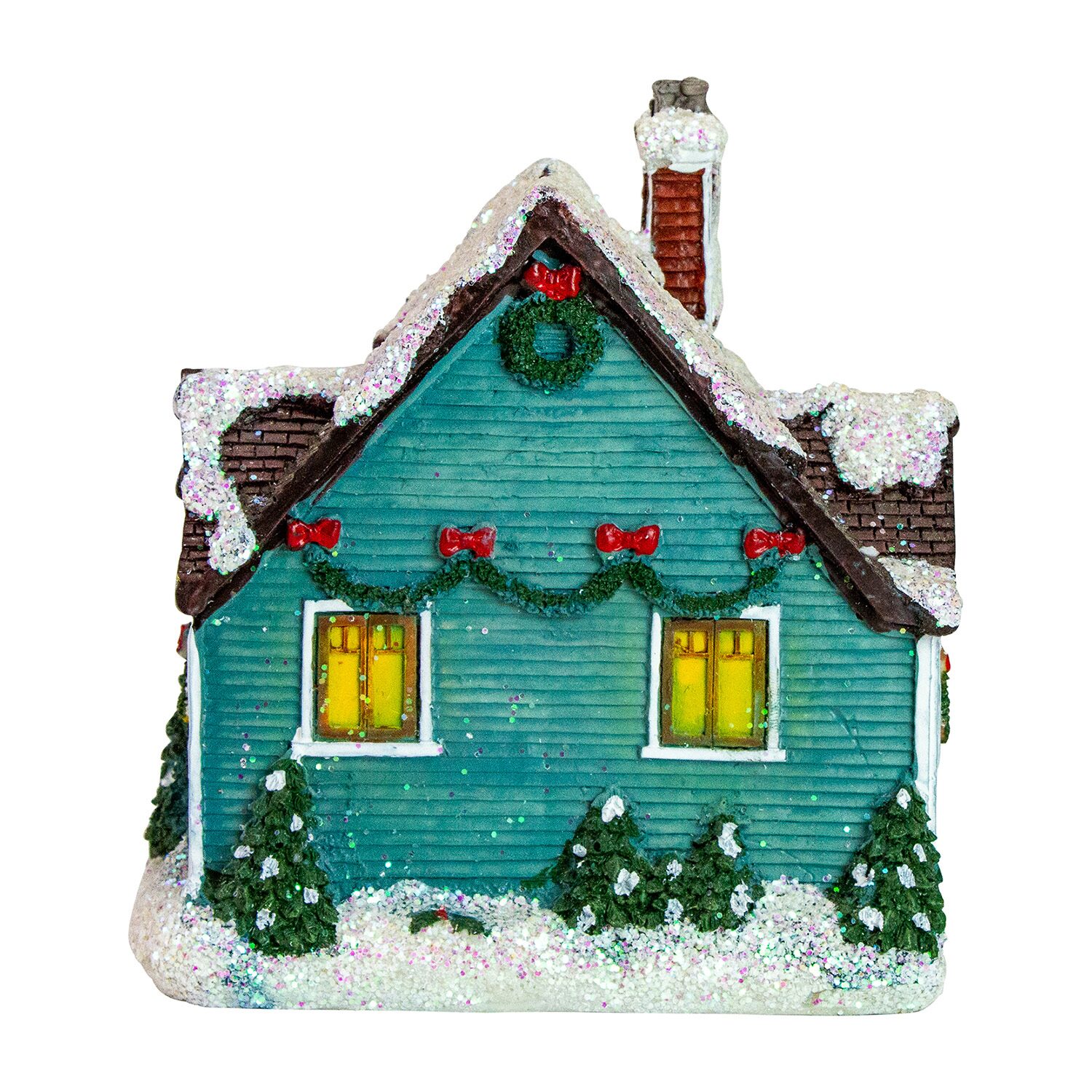 Northlight 5.5in Green Led Snowy House Decoration Lighted Christmas Village