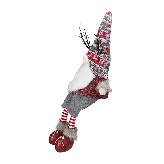 Northlight 30in Gray And Red Christmas With Led Antlers And Dangling Legs Christmas Gnome