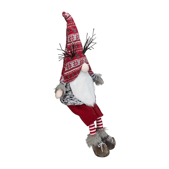 Northlight 30in Red And Gray Fair Isle Sitting Christmas With Led Antlers Christmas Gnome