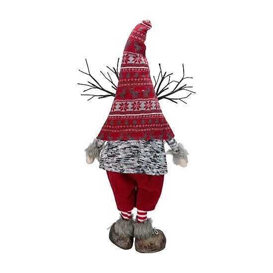 Northlight 30in Red Nordic Hat Standing Santa Christmas With Led Antler Christmas Gnome