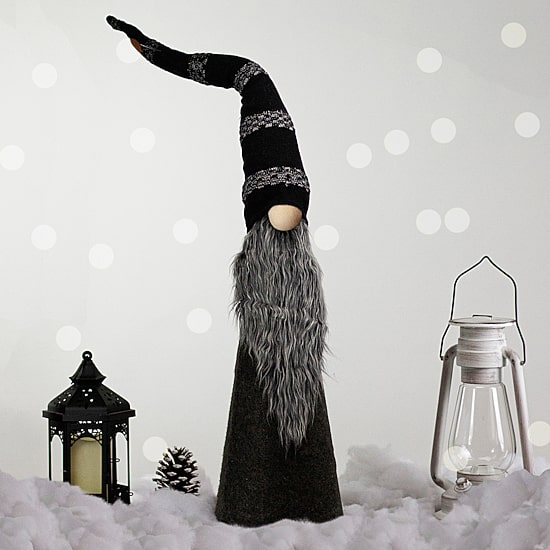 Northlight 37in Led Lighted Black And Gray Knit  Christmas Christmas Gnome