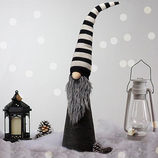 Northlight 27in Led Lighted Black And White Striped  Christmas Christmas Gnome