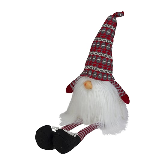 Northlight 23in Red And Gray Striped Christmas Santa  With Dangling Legs Christmas Gnome