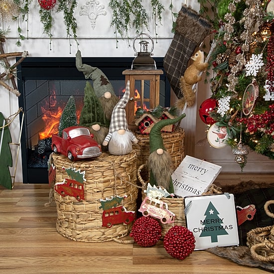 Northlight Set Of 2 Beige And White Gingham Nordic Christmas 13in Christmas Gnome