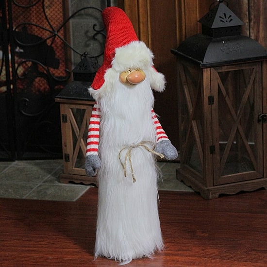 Northlight 35in Red And White Christmas Slim Santa  With White Fur Suit And Red Hat Christmas Gnome