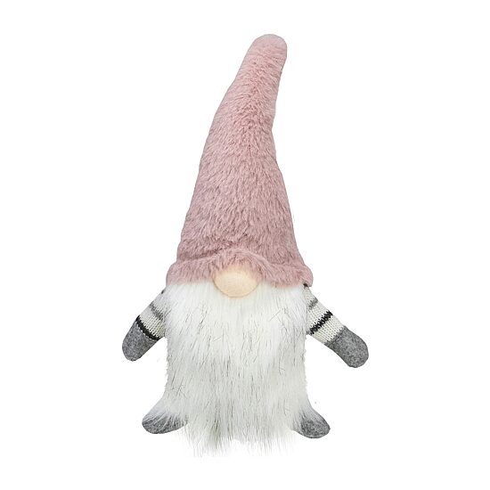 Northlight 14in Pink And White Sitting Christmas  With Led Lighter Nose Christmas Gnome