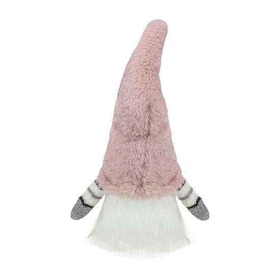 Northlight 14in Pink And White Sitting Christmas  With Led Lighter Nose Christmas Gnome