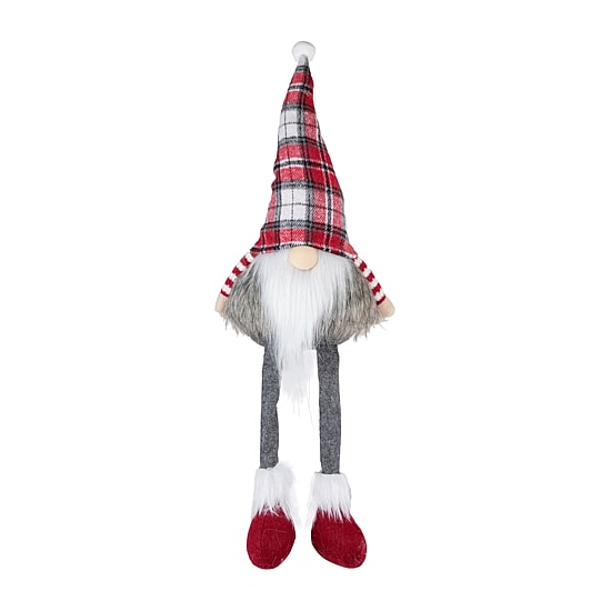 Northlight 20.5in Red  Gray And White Plaid Sitting  Christmas Decoration Christmas Gnome