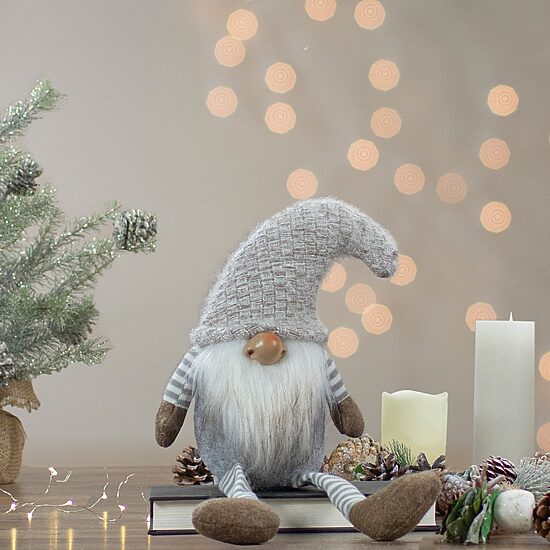Northlight 7.5in Gray And Beige Sitting Girl Christmas Christmas Gnome