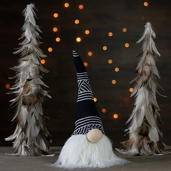 Northlight 12-Inch Black And White Plush Sitting Christmas  Tabletop Decoration Christmas Gnome