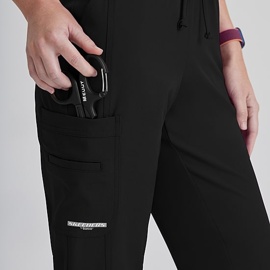 Skechers Skp623 Gamma 6-Pocket Mid-Rise Tapered Leg Womens Plus Tall Tag Free Stretch Fabric Moisture Wicking Scrub Pant