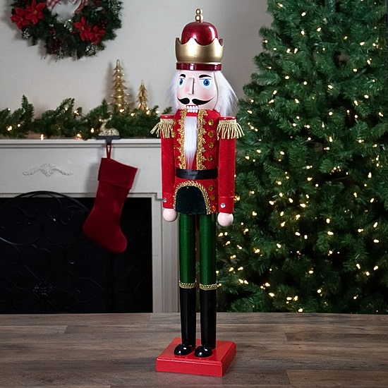 Northlight 35.5in Red And Green Velvet Wooden  King Christmas Nutcracker
