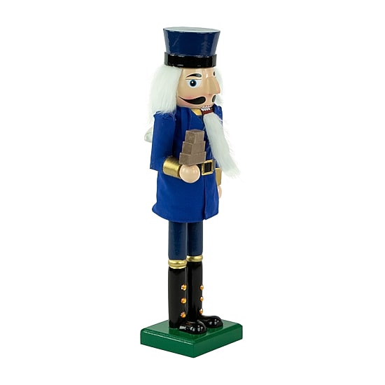 Northlight 14in Blue And Gold Wooden Mail Carrier Christmas Nutcracker