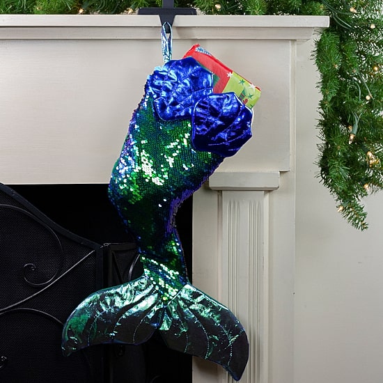 Northlight 24in Green And Black Sequined Iridescent Mermaid Christmas Stocking