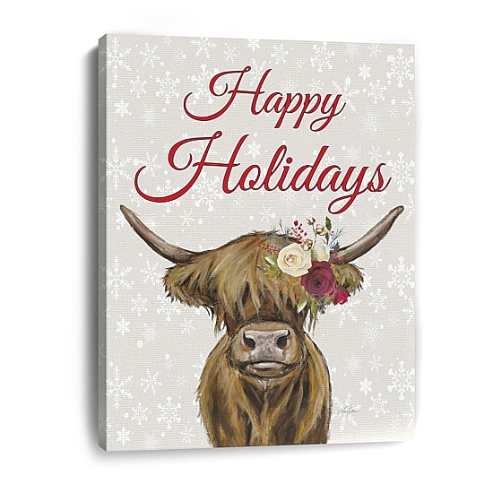 Lumaprints Happy Holidays Highland Canvas Art