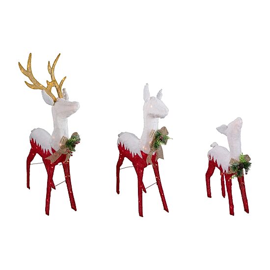 Northlight Set Of 3 Lighted Red Reindeer Family Christmas Yard Art