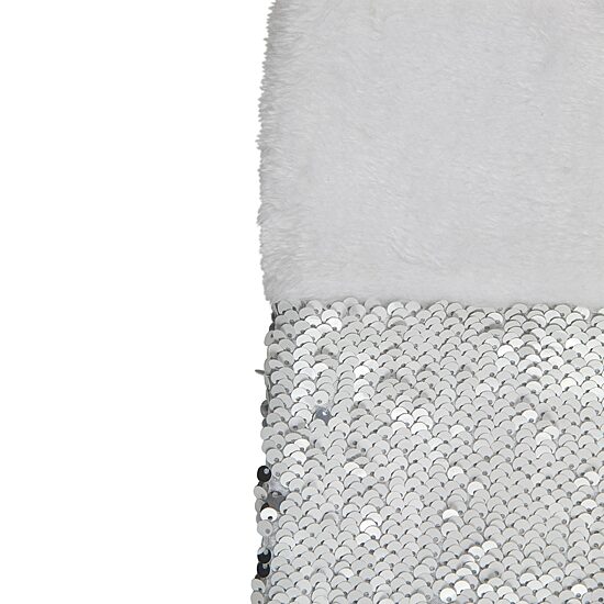 Northlight 19in White And Silver Sequin  With White Faux Fur Cuff Christmas Stocking