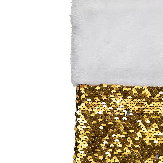 Northlight 19in Gold And Silver Sequin  With White Faux Fur Cuff Christmas Stocking