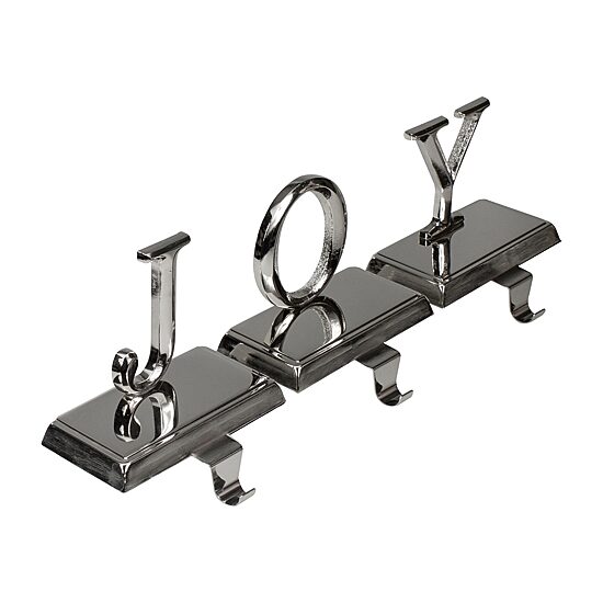 Northlight Shiny Silver Beveled Joy 5in 3-pc. Christmas Stocking Holder