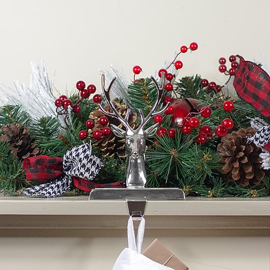 Northlight 8in Shiny Silver Deer Head Christmas Stocking Holder