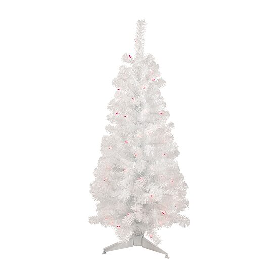 Northlight White Slim Artificial Pink Lights 4 Foot Pre-Lit Pine Christmas Tree