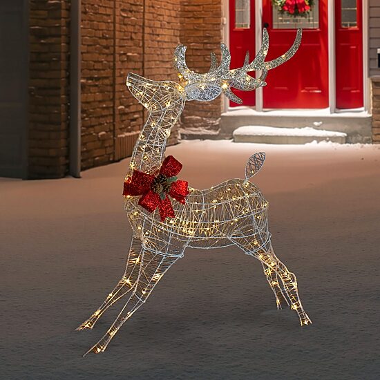 Northlight 56in Led Lighted Reindeer With Glitter Bow Christmas Yard Art