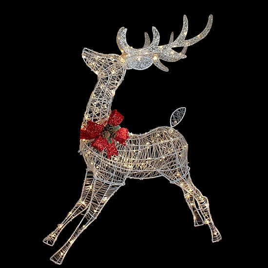 Northlight 56in Led Lighted Reindeer With Glitter Bow Christmas Yard Art