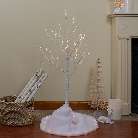 Northlight 4ft Led Lighted White Birch Tree  White Lights Christmas Yard Art