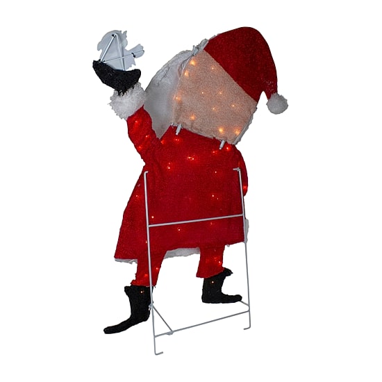 Northlight 32in Lighted Red And White Chenille Santa Christmas Yard Art