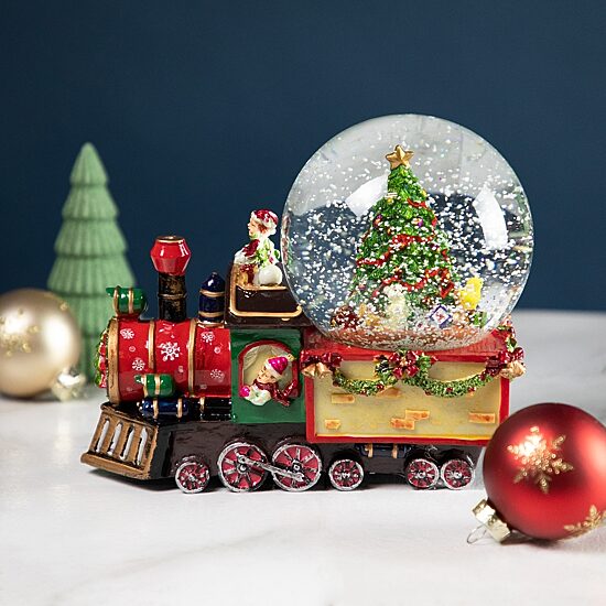 Northlight 8in Children Christmas Train Musical Christmas Snow Globe
