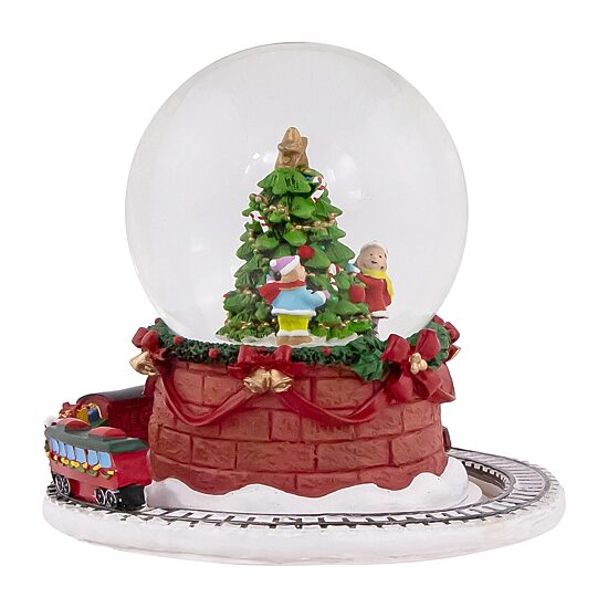 Northlight 6.5in Christmas Tree With Revolving Train Musical Santa Christmas Snow Globe