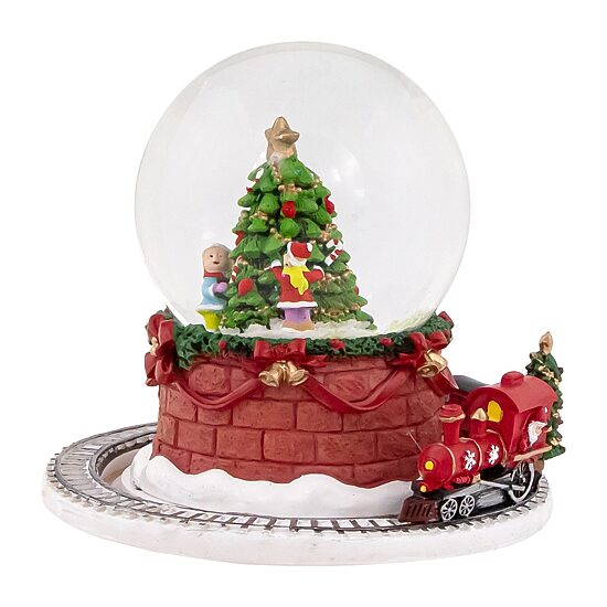 Northlight 6.5in Christmas Tree With Revolving Train Musical Santa Christmas Snow Globe
