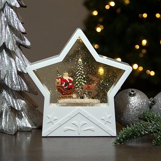 Northlight 7 In White Star Santa Christmas Snow Globe