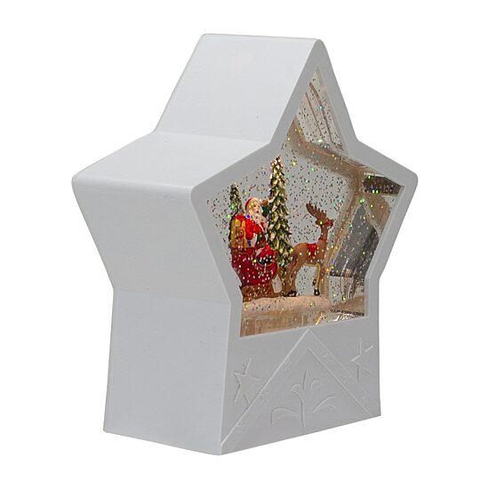 Northlight 7 In White Star Santa Christmas Snow Globe