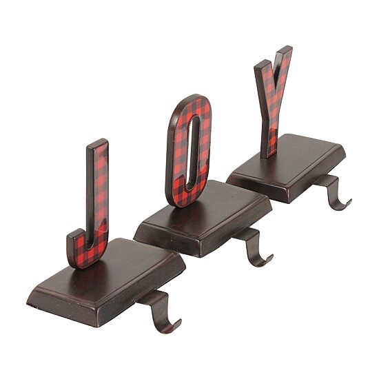 Northlight Red And Black Buffalo Plaid Injoyin  6in 3-pc. Christmas Stocking Holder