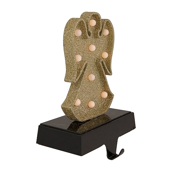 Northlight Gold Glittered Led Lighted Angel  7in Christmas Stocking Holder