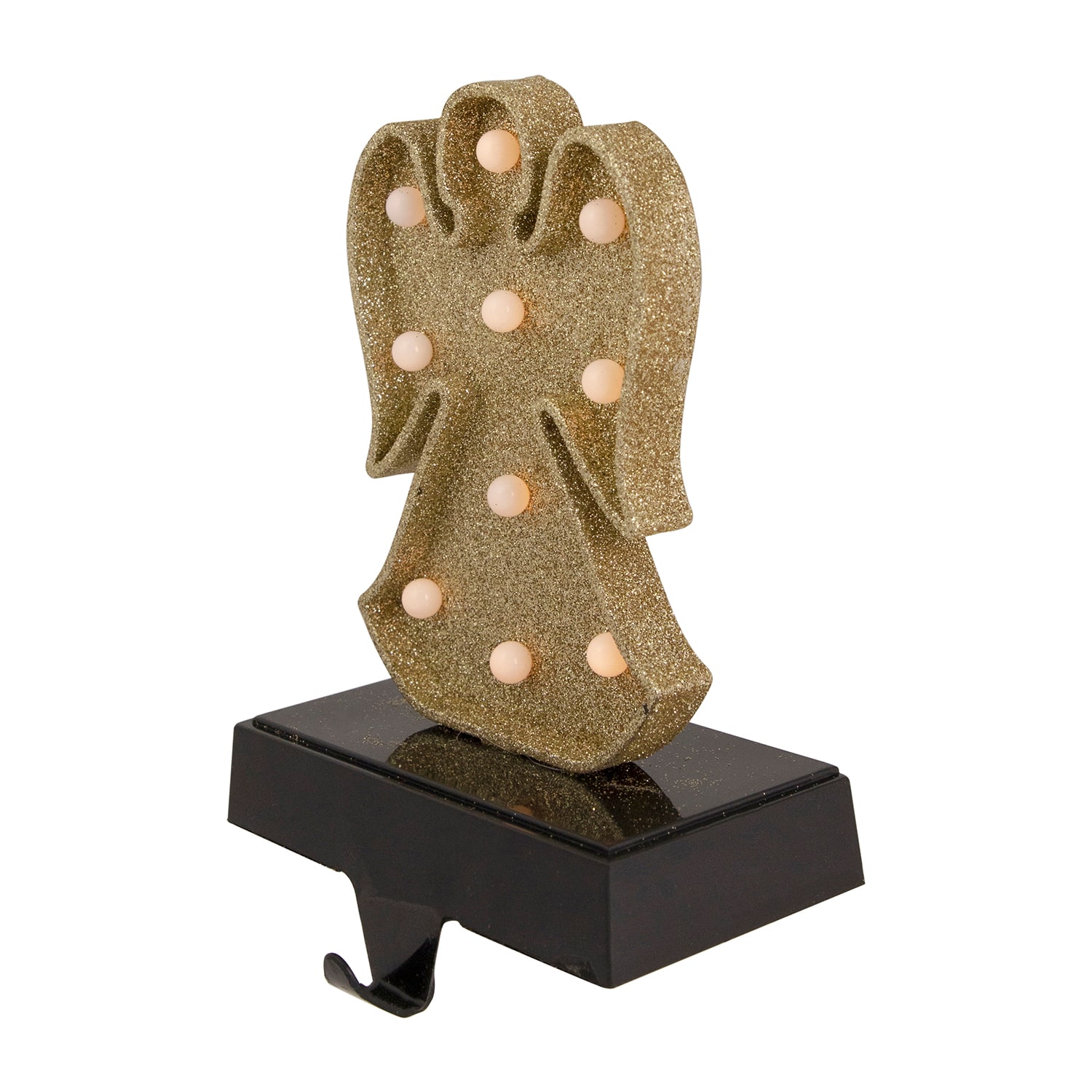 Northlight Gold Glittered Led Lighted Angel  7in Christmas Stocking Holder