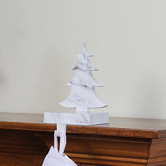 Northlight 8in White And Black Marbled Tree Christmas Stocking Holder