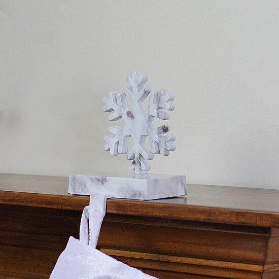 Northlight 7.25in White And Black Marbled Snowflake Christmas Stocking Holder