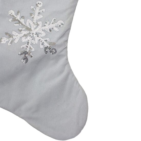 Northlight 20in White  With Silver Sequin Snowflake Christmas Stocking