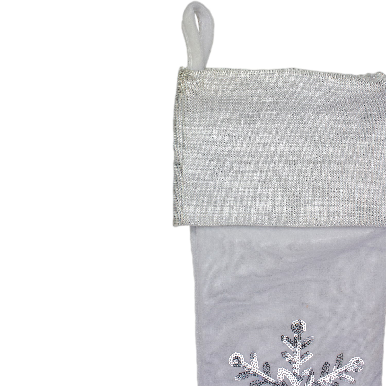 Northlight 20in White  With Silver Sequin Snowflake Christmas Stocking
