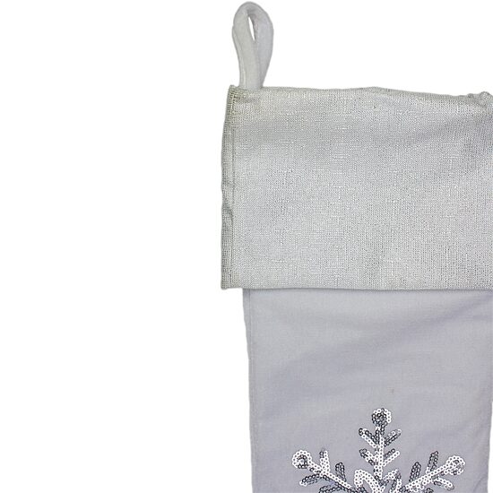 Northlight 20in White  With Silver Sequin Snowflake Christmas Stocking
