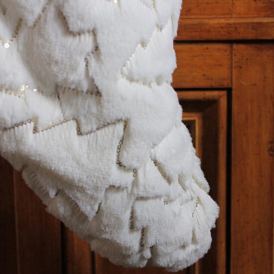 Northlight 18in White And Gold  With Sequined Trees Christmas Stocking