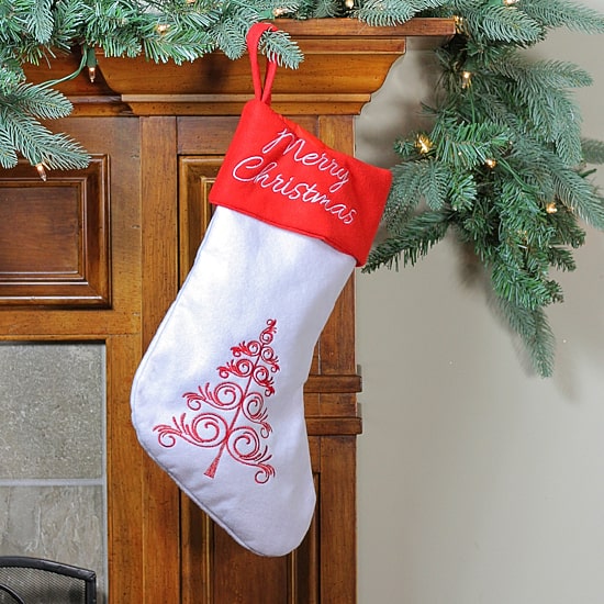 Northlight 15.5in White And Red Merry  With Cuff Christmas Stocking