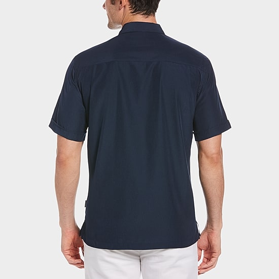 Cubavera Pick Stitch Mens Short Sleeve Regular Fit Button-Down Shirt