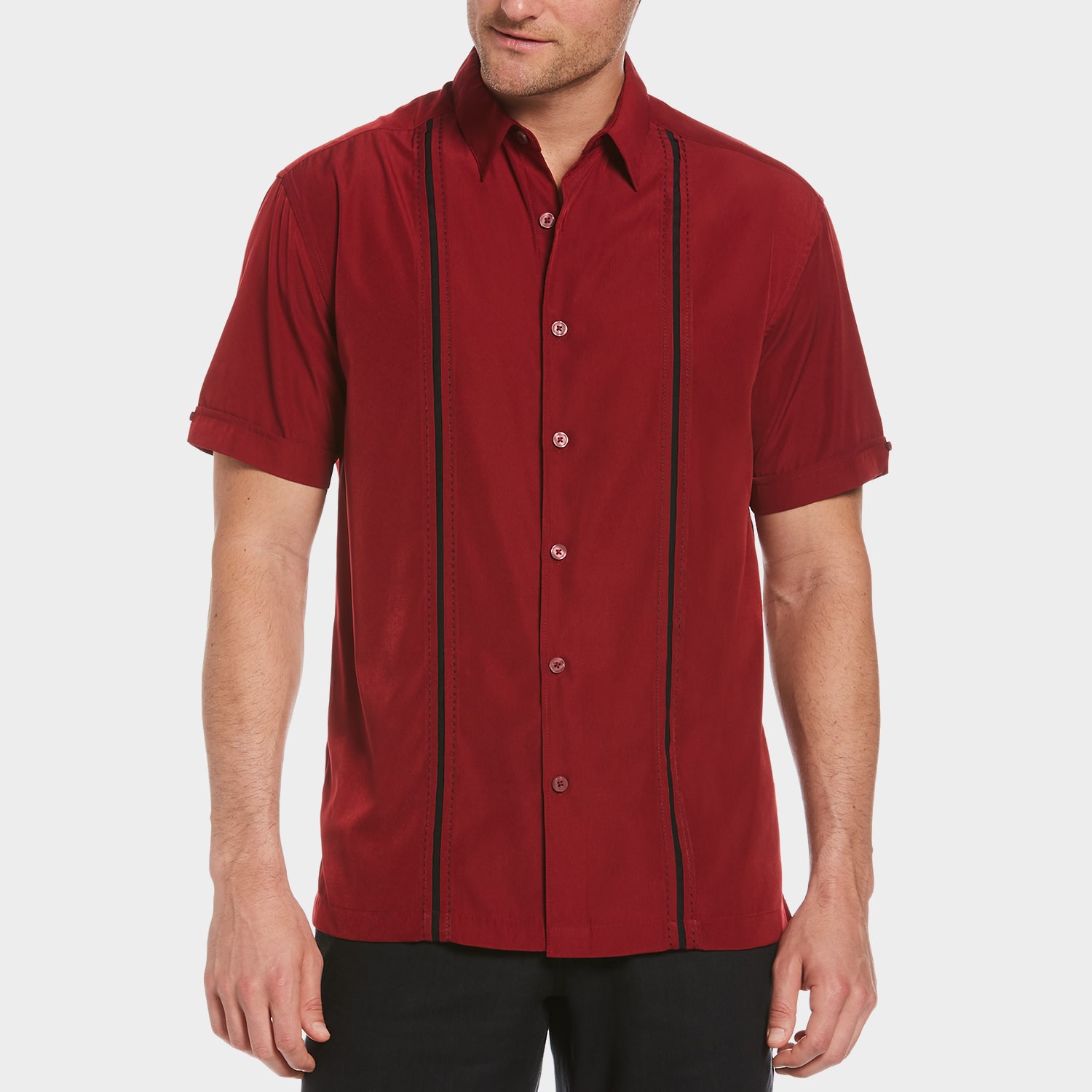 Cubavera Pick Stitch Mens Short Sleeve Regular Fit Button-Down Shirt
