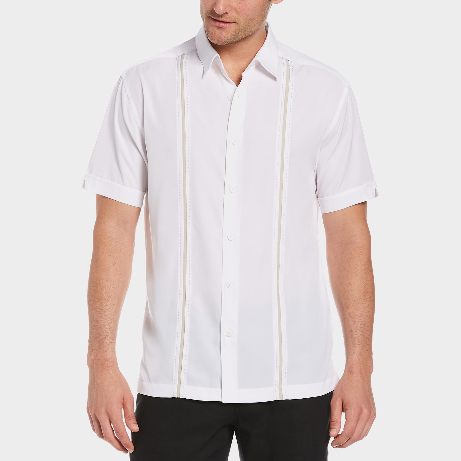 Cubavera Pick Stitch Mens Short Sleeve Regular Fit Button-Down Shirt
